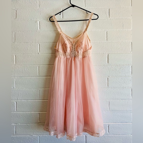 Vintage Babydoll Lingerie Blush Pink - Picture 2 of 13
